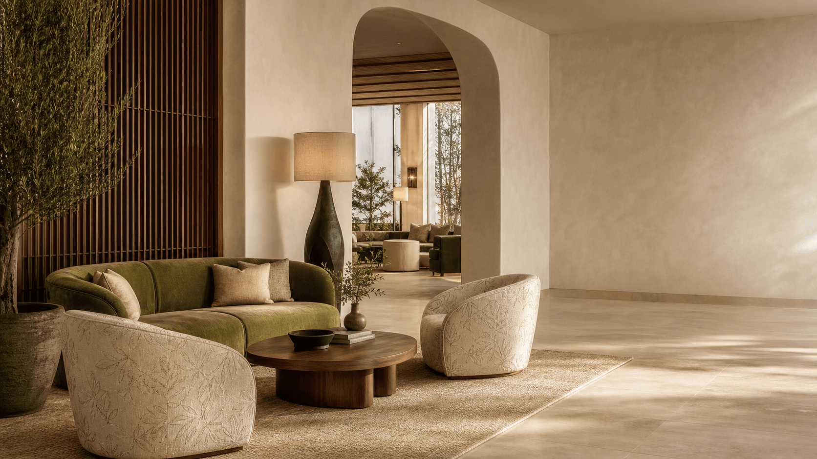 Custom furniture in a refined hospitality lounge